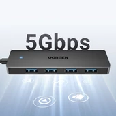 Kép 5/8 - Ugreen HUB 4 USB-A 3.0 porttal USB-A 3.0 kábellel 1 m fekete