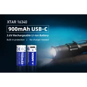 Kép 7/8 - XTAR 16340 R-CR123 3.7V Li-ion 900mAh védett akkumulátor beépített USB-C töltéssel