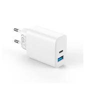 Kép 6/17 - Forever szett hálózati töltőfej 1x USB-C 1x USB 30W + USB-C - USB-C kábel 60W fehér