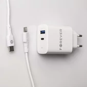 Kép 11/17 - Forever szett hálózati töltőfej 1x USB-C 1x USB 30W + USB-C - USB-C kábel 60W fehér