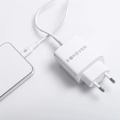 Kép 17/17 - Forever szett hálózati töltőfej 1x USB-C 1x USB 30W + USB-C - USB-C kábel 60W fehér