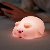 Kép 7/8 - LED éjszakai gyerek lámpa éjjeli fény álmos malac
