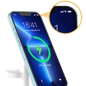 Kép 6/16 - Choetech 3 az 1-ben vezeték nélküli induktív töltőállomás iPhone 12/13 AirPods Pro Apple Watch fehér