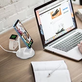 Kép 13/16 - Choetech 3 az 1-ben vezeték nélküli induktív töltőállomás iPhone 12/13 AirPods Pro Apple Watch fehér