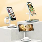 Kép 8/16 - Choetech 3 az 1-ben vezeték nélküli induktív töltőállomás iPhone 12/13 AirPods Pro Apple Watch fehér