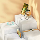 Kép 14/16 - Choetech 3 az 1-ben vezeték nélküli induktív töltőállomás iPhone 12/13 AirPods Pro Apple Watch fehér
