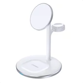 Kép 2/16 - Choetech 3 az 1-ben vezeték nélküli induktív töltőállomás iPhone 12/13 AirPods Pro Apple Watch fehér
