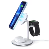 Kép 3/16 - Choetech 3 az 1-ben vezeték nélküli induktív töltőállomás iPhone 12/13 AirPods Pro Apple Watch fehér