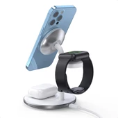Kép 4/16 - Choetech 3 az 1-ben vezeték nélküli induktív töltőállomás iPhone 12/13 AirPods Pro Apple Watch fehér