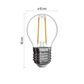 Kép 6/7 - Emos led lámpa filament izzó  kisgömb 1,8W E27 250lm természetes fehér