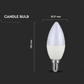 Kép 2/6 - V-tac led lámpa izzó gyertya E14 7W Samsung chip meleg fehér