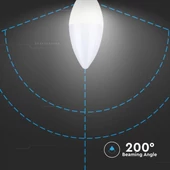 Kép 4/6 - V-tac led lámpa izzó gyertya E14 7W Samsung chip meleg fehér