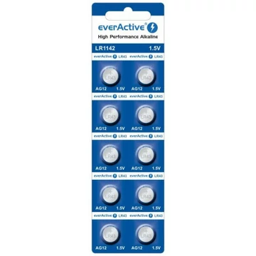 everActive AG12  LR43 LR1142 G12 186 alkáli gombelem 10 db  everActive AG12  LR43 LR1142 G12 186 alkáli gombelem 10 db