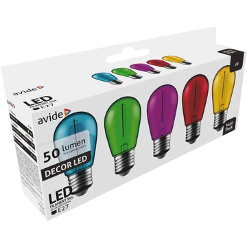 Avide dekor LED lámpa filament izzó fényforrás 1W E27 színes szett zöld kék sárga piros lila 5 db Avide dekor LED lámpa filament izzó fényforrás 1W E27 színes szett zöld kék sárga piros lila 5 db