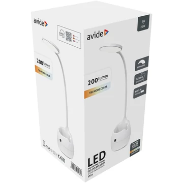 Avide LED íróasztali lámpa tolltartóval tölthető 5W fehér Avide LED íróasztali lámpa tolltartóval tölthető 5W fehér