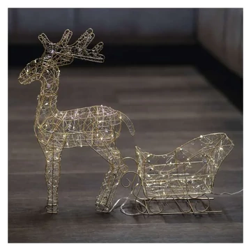 Emos beltéri elemes led szán rénszarvasokkal meleg fehér időzítő 60 cm Emos beltéri elemes led szán rénszarvasokkal meleg fehér időzítő 60 cm