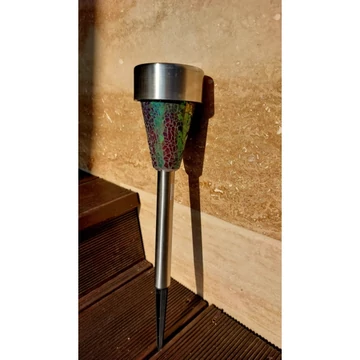 Entac kerti napelemes szolár lámpa 40 cm mozaik üveg leszúrható 1 led RGB Entac kerti napelemes szolár lámpa 40 cm mozaik üveg leszúrható 1 led RGB