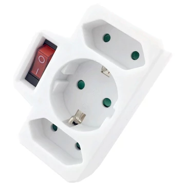 Entac hálózati elosztó 3 aljzat (1 földelt, 2 euro) kapcsolóval Entac hálózati elosztó 3 aljzat (1 földelt, 2 euro) kapcsolóval