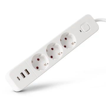 Entac D2 elosztó 3 foglalattal 3 porttal kapcsolóval  hosszabbító 1.5m vezetékkel Entac D2 elosztó 3 foglalattal 3 porttal kapcsolóval  hosszabbító 1.5m vezetékkel