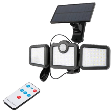 Entac napelemes szolár fali lámpa 15W SMD 3 fej mozgásérzékelővel levehető panel Entac napelemes szolár fali lámpa 15W SMD 3 fej mozgásérzékelővel levehető panel