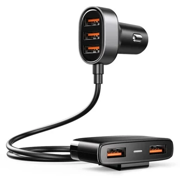 Joyroom autós gyorstöltő 5x USB 6.2A hosszabbítókábellel fekete  Joyroom autós gyorstöltő 5x USB 6.2A hosszabbítókábellel fekete