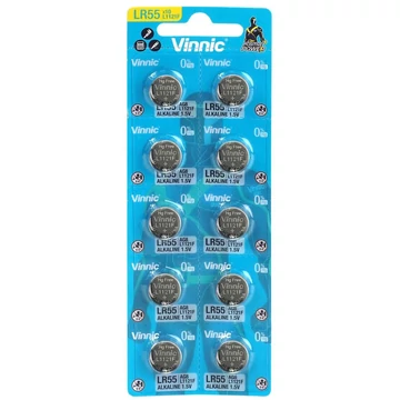 Vinnic alkáli gombelem G8 AG8 LR55 LR1120 L1121F 10 db