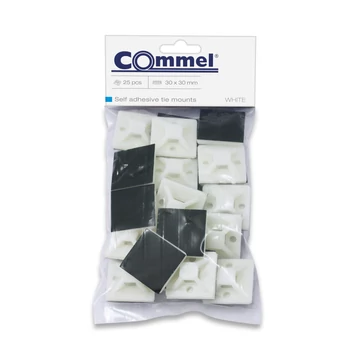 Commel, 365-332, Kábelkötegelő talp,  30x30mm, fehér, 25db/cs