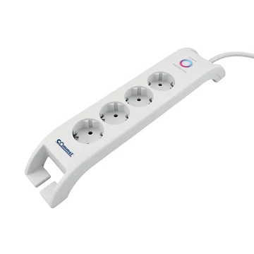 Commel, Elosztó 4 dugaljas + 2XUSB, 16A, túlfeszültség védelemmel, 3X1,5mm, 2 méteres, fehér, 380-108