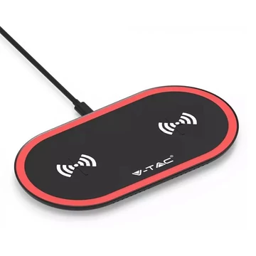 V-tac vezeték nélküli dupla töltőpad fekete-piros V-tac vezeték nélküli dupla töltőpad fekete-piros