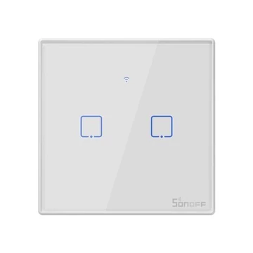 Sonoff T2EU2C-TX  2 gombos érintős WiFi+RF okos villanykapcsoló fehér 