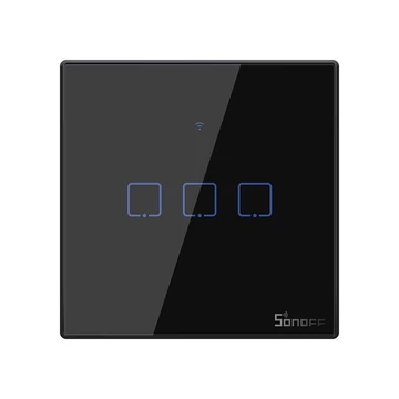 Sonoff T3EU3C-TX három gombos érintős okos WiFi villanykapcsoló RF 433 MHz fekete