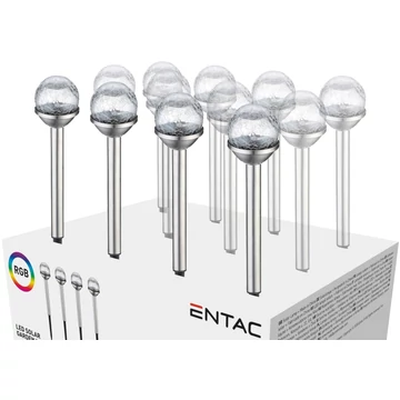 Entac napelemes szolár lámpa 40cm leszúrható üveg fej 2 LED RGB+fehér Entac napelemes szolár lámpa 40cm leszúrható üveg fej 2 LED RGB+fehér