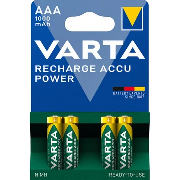 Varta Power AAA R03 Ni-MH 1000mAh Ni-MH akkumulátor újratölthető mikro elem 4 db