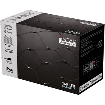Entac karácsonyi IP44 háló 160 LED hideg fehér 2m x 1,5m 