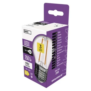 Emos led lámpa filament izzó  kisgömb 1,8W E27 250lm természetes fehér