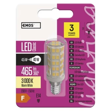 EMOS Classic LED izzó páraelszívóba JC 4.5W E14 465lm meleg fehér
