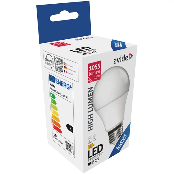 Avide led lámpa izzó A60 9.5W E27 hideg fehér