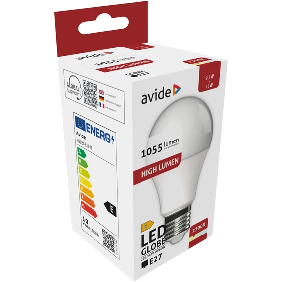 Avide LED lámpa izzó  A60 9.5W E27 meleg fehér