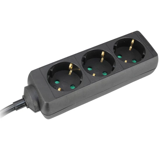 Commel, 232-321, Elosztó 3-dugaljas 16A, 250V, 3500W, fekete, 1,4m