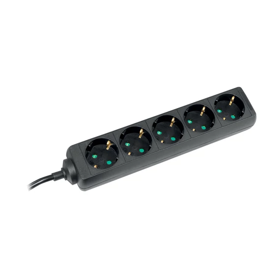 Commel, 232-521, Elosztó 5-dugaljas 16A, 250V, 3500W, fekete, 1,4m