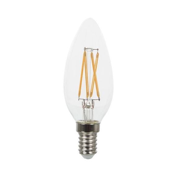 V-tac átlátszó led filament COG lámpa E14 C35 4W gyertya meleg fehér