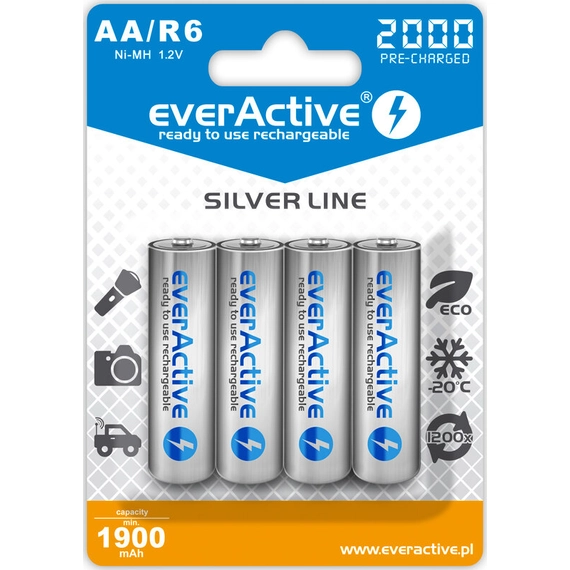 Everactive Silver Line R6/AA 2000MAH 1,2 V NI-MH újratölhető akkumulátor ceruza elem 4db