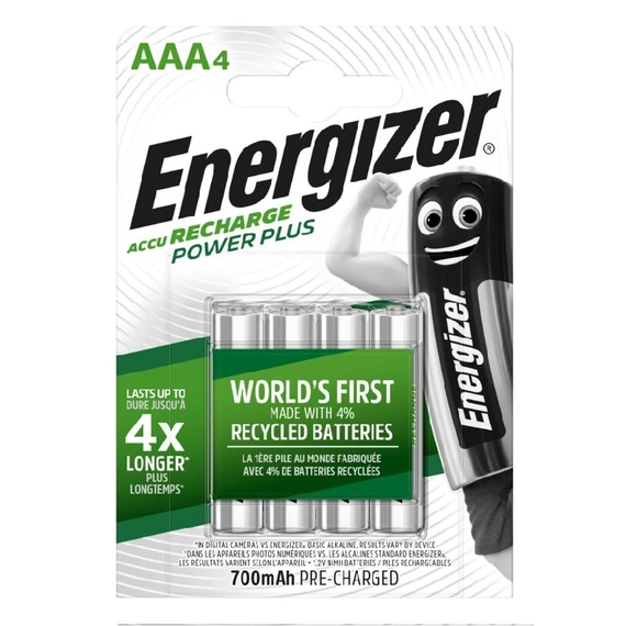 Energizer power plus AAA R03 Ni-MH 700mAh Ni-MH újratölthető akkumulátor micro ceruza elem 4 db