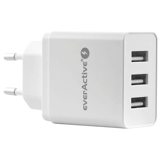 everActive hálózati adapter töltőfej 3xUSB 3,4A fehér