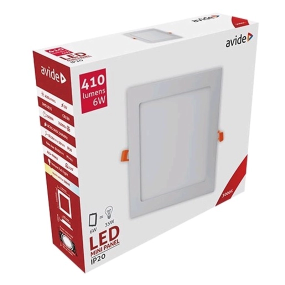 Avide beépíthető LED panel süllyeszthető négyzet alakú 6W meleg fehér 