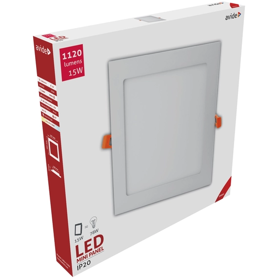 Avide beépíthető LED panel süllyeszthető négyzet alakú 15W meleg fehér 