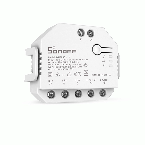 Sonoff DUAL R3 lite kétcsatornás WiFi okos kapcsoló fehér 