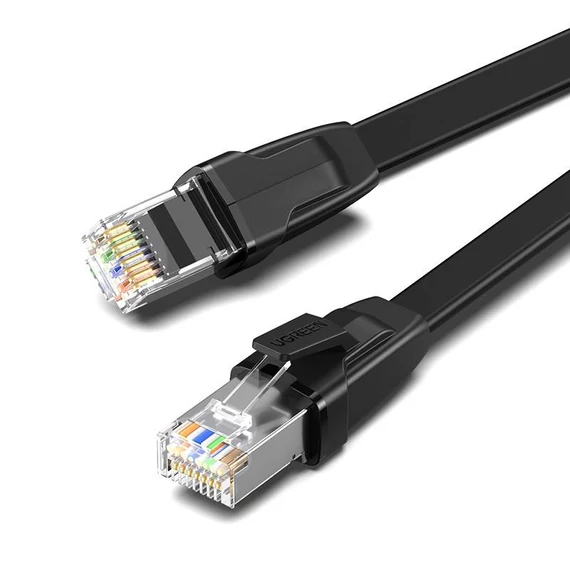 Ugreen Ethernet lapos hálózati kábel fém csatlakozókkal RJ45  Cat.8  U  FTP  2 m fekete 