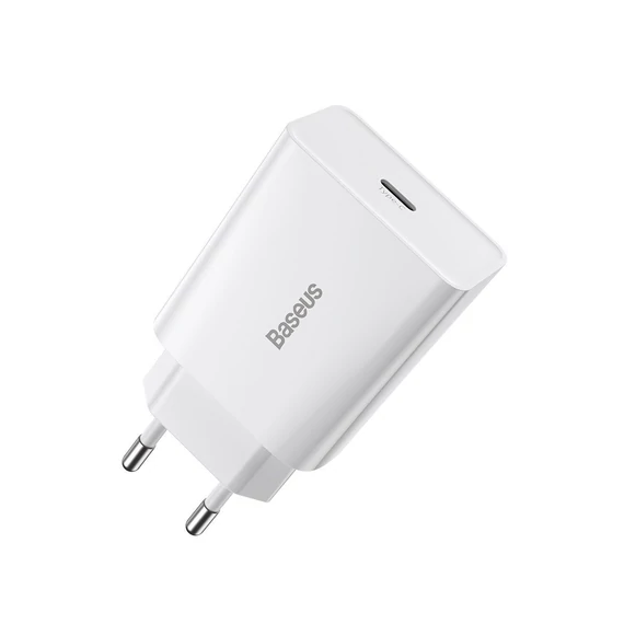 Baseus Speed ​​Mini USB-C PD hálózati gyorstöltő fej QC 3.0 3A 20W fehér