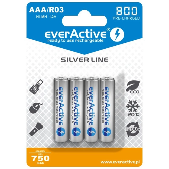 Everactive Professional Line R03 AAA 800 mAh Ni-MH újratölthető akkumulátor mikro ceruza elem 4 db